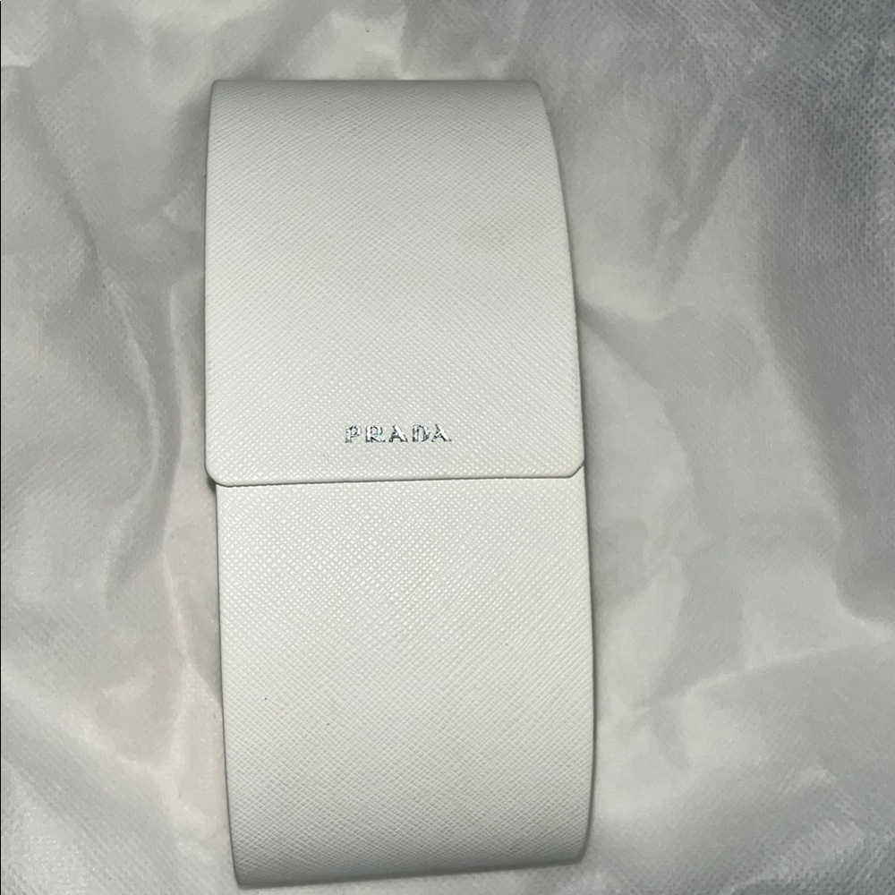 Prada White Leather Sunglass Case